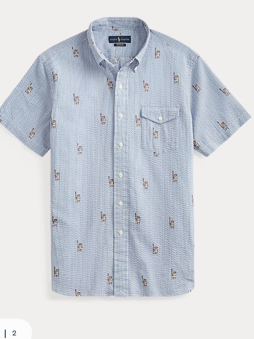 Ralph Lauren Classic Fit Striped Bear Short-Sleeve Shirt -